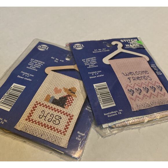 NMI Stitch 'N Hang (2) Welcome Friends And His Needlepoint Cross Stitch Sealed - Picture 1 of 7
